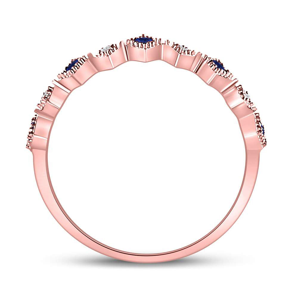 0.03Ctw-Diamond 1/10Ct-Sapphire Gemstone Stackable Band (1.18 grams)