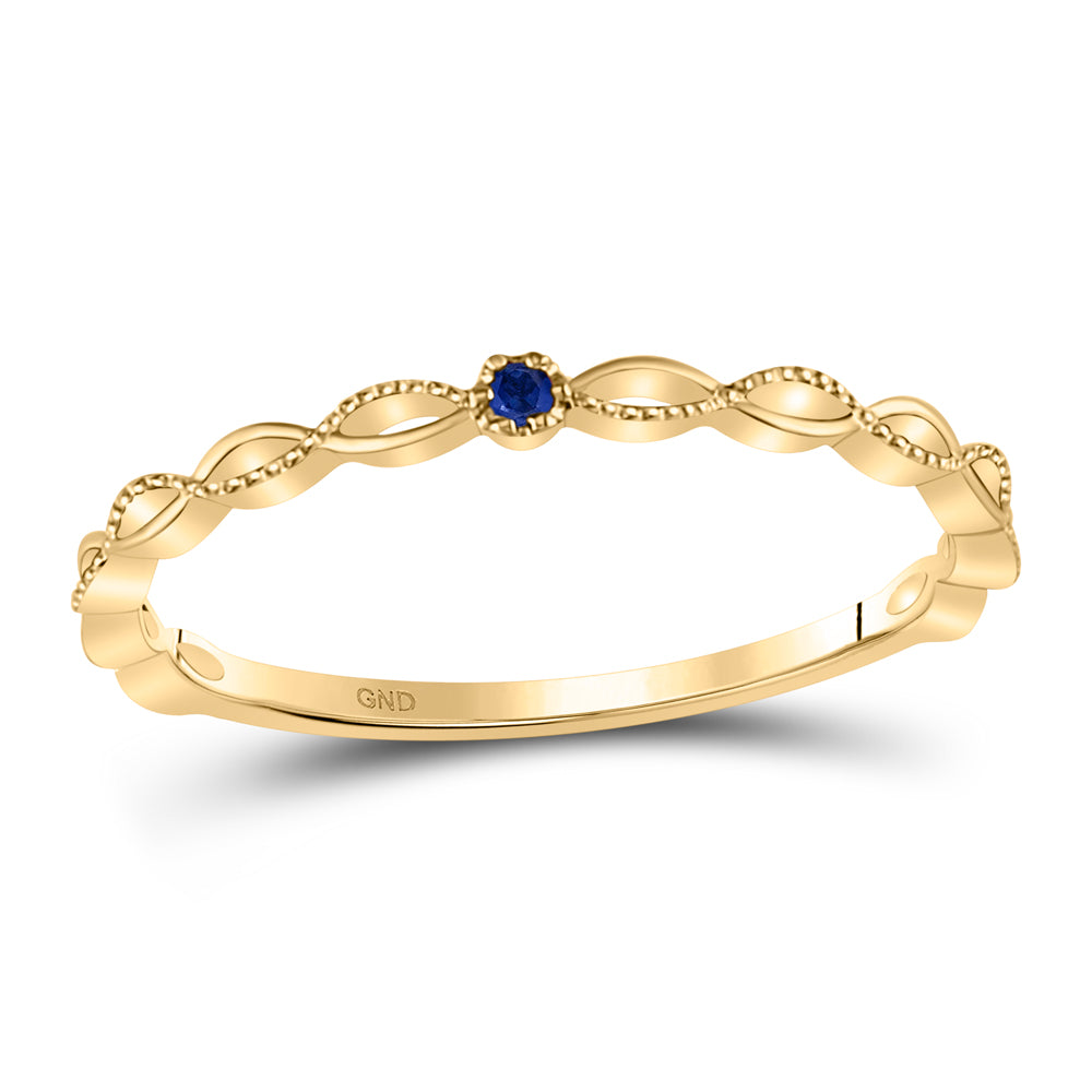 10Kt Yellow Gold 0.012Ctw-Sapphire Gemstone Stackable Band