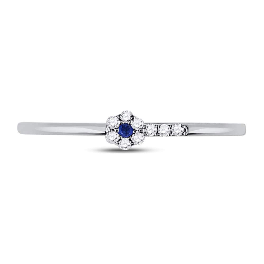 10Kt White Gold 1/20 Ctw Diamond 0.012Ct-Sapphire Gemstone Stackable Band