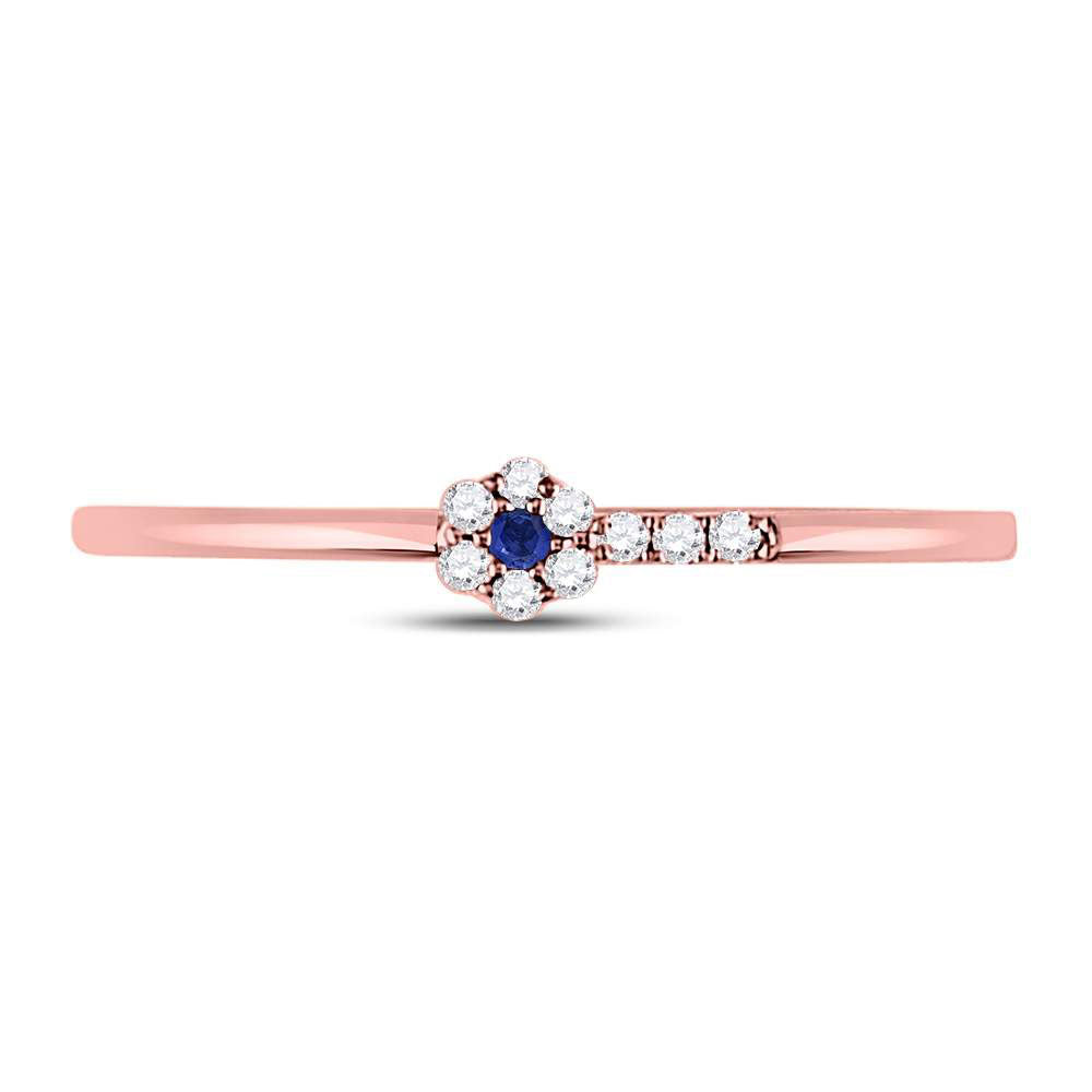 10Kt Rose Gold 1/20 Ctw Diamond 0.012Ct-Sapphire Gemstone Stackable Band