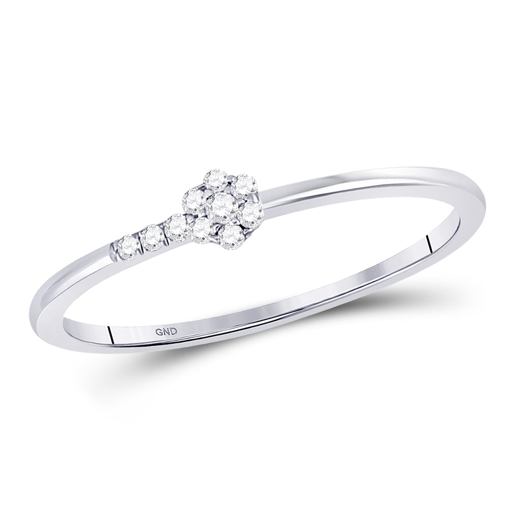 10Kt White Gold 1/20 Ctw Diamond Stackable Band