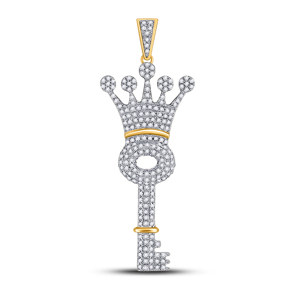 10Kt Yellow Gold 3/4Ct-Dia Key Crown  Mens Charm (4.1 grams)