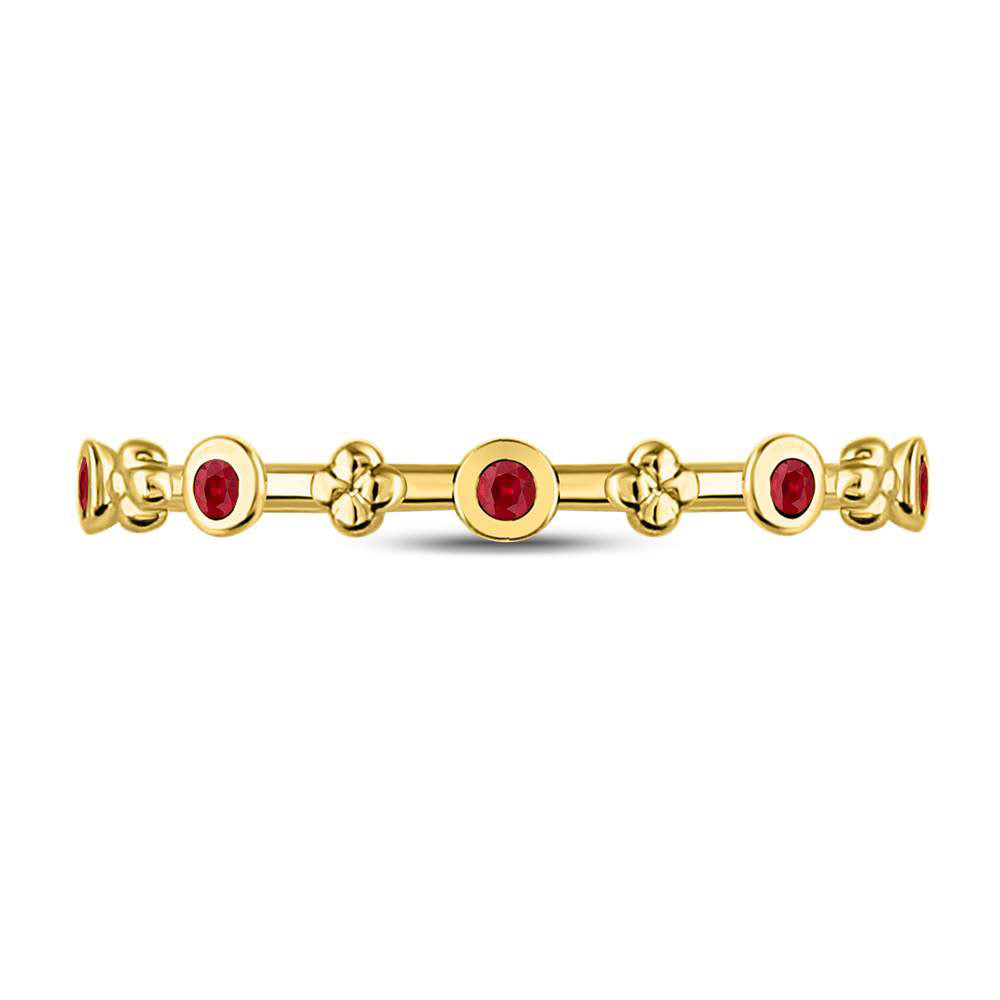 10Kt Yellow Gold 1/12Ct-Ruby Gemstone Stackable Band