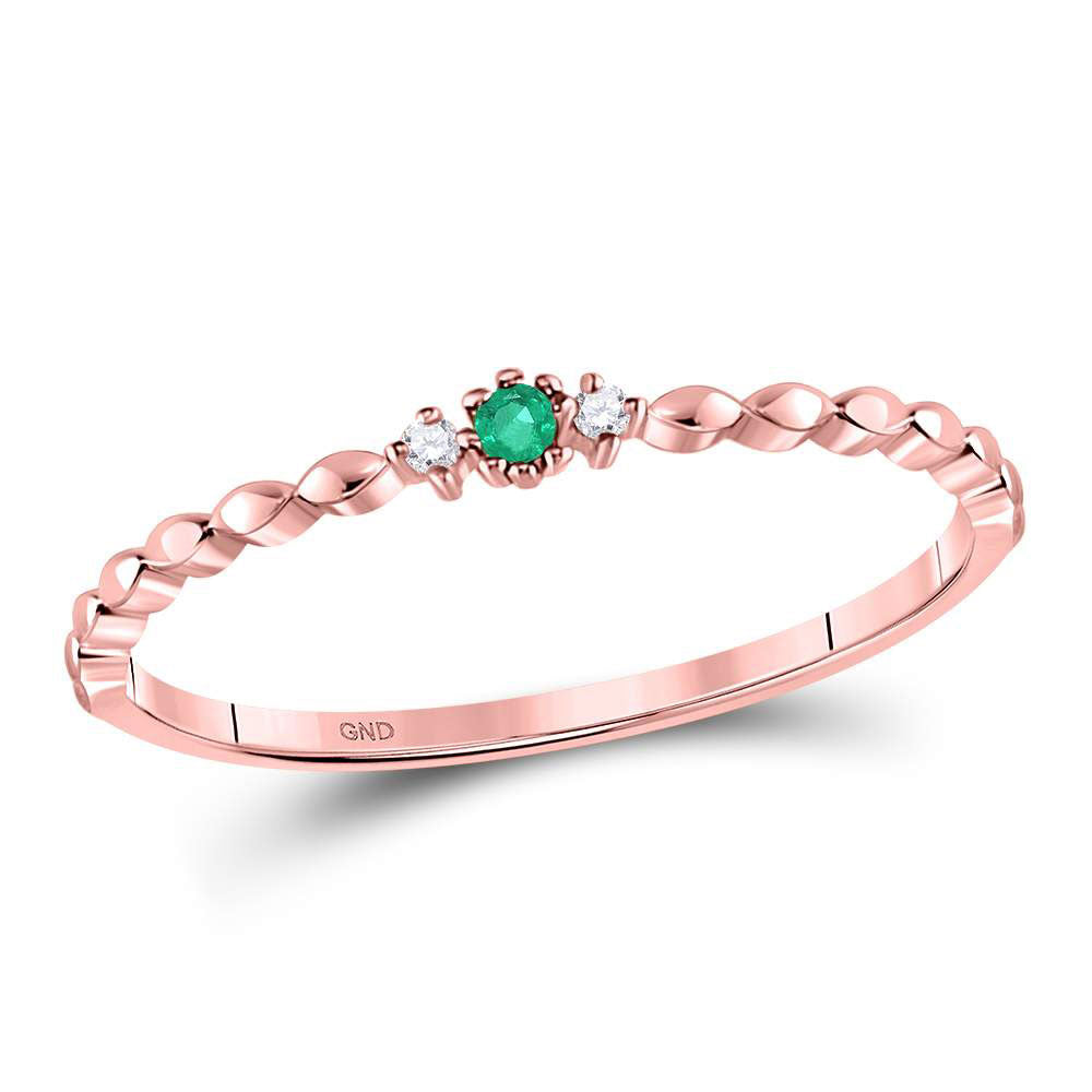 0.012Ctw-Dia Cn 0.014Ct-Emerald Stackable Band (0.68 grams)