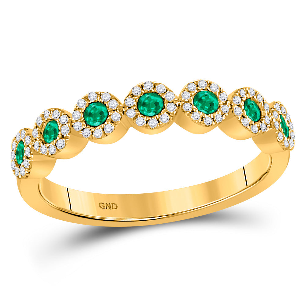 Gold Stackable Band Ring 1/2 Cttw Round Emerald Womens (3.17 grams)