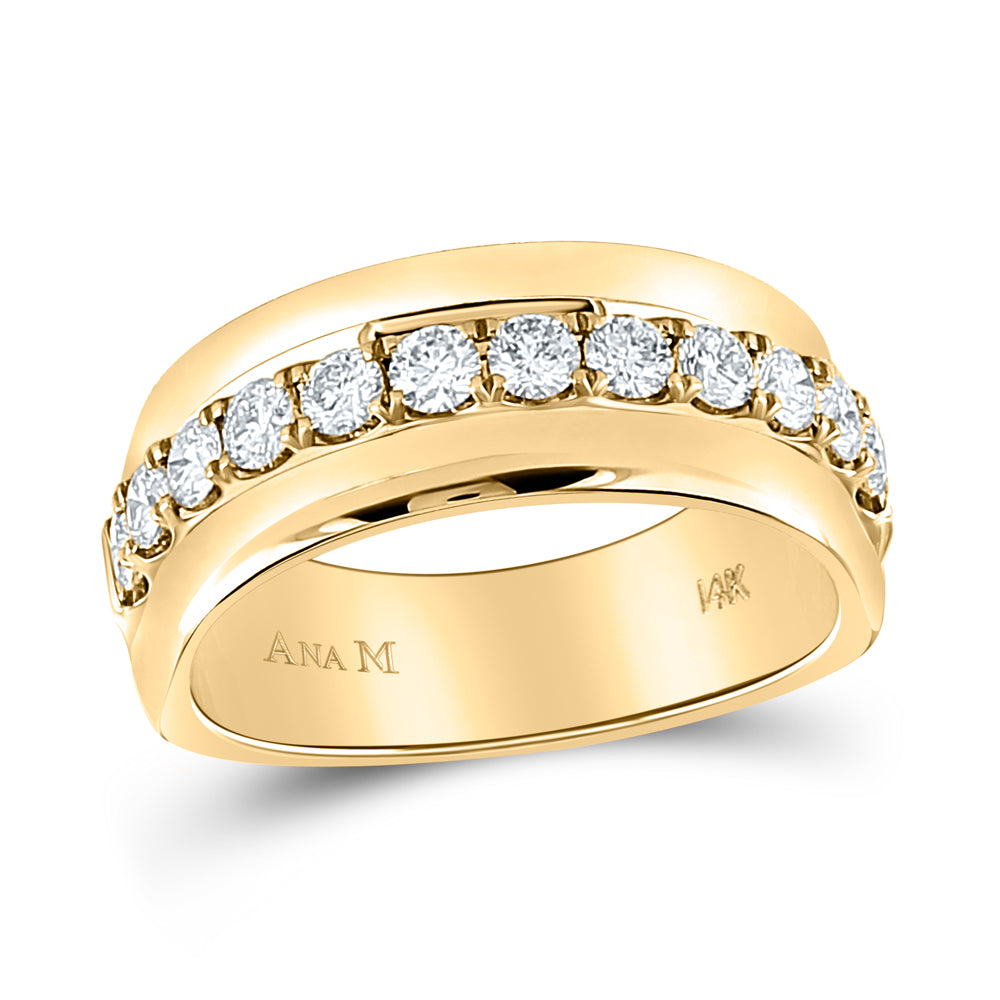 14Kt Yellow Gold 1 Ctw Diamond Ana M  Accuset Mens Band (9.02 grams)