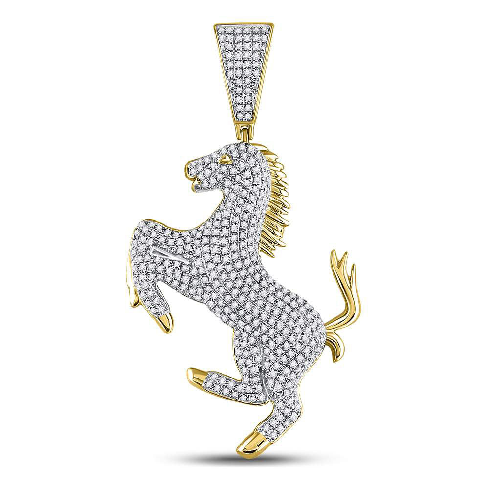 10Kt Yellow Gold 1Ct-Dia Horse Mens Charm (7.54 grams)