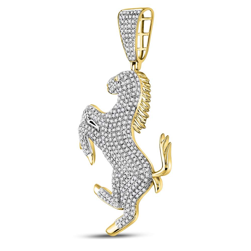 10Kt Yellow Gold 1Ct-Dia Horse Mens Charm (7.54 grams)