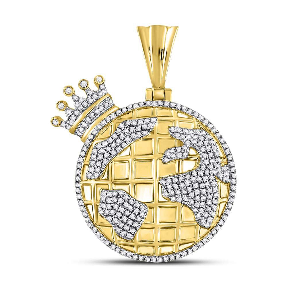 10Kt Yellow Gold 3/4Ct-Dia Globe Mens Charm (6.29 grams)