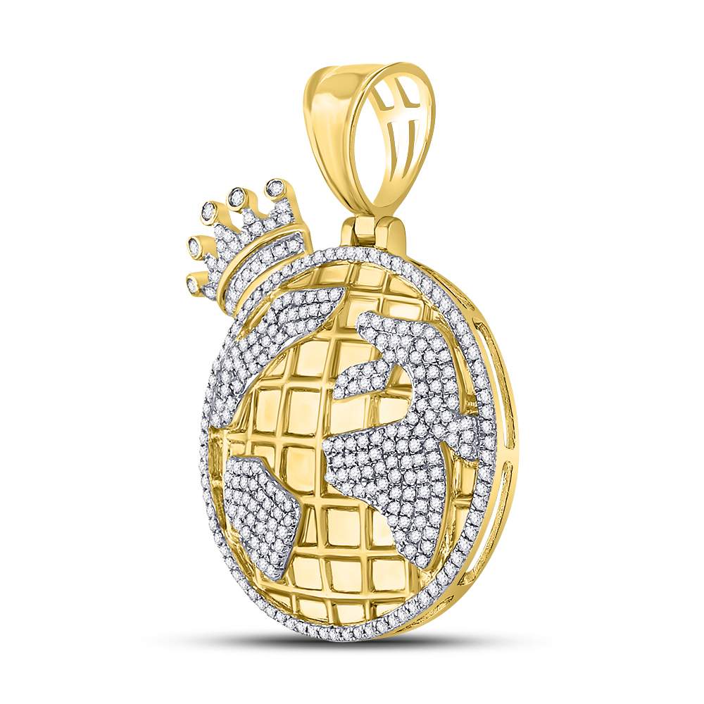 10Kt Yellow Gold 3/4Ct-Dia Globe Mens Charm (6.29 grams)