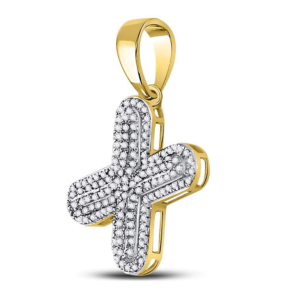 10Kt Yellow Gold 1/2Ct-Dia Initial X" Mens Pendant" (3.02 grams)