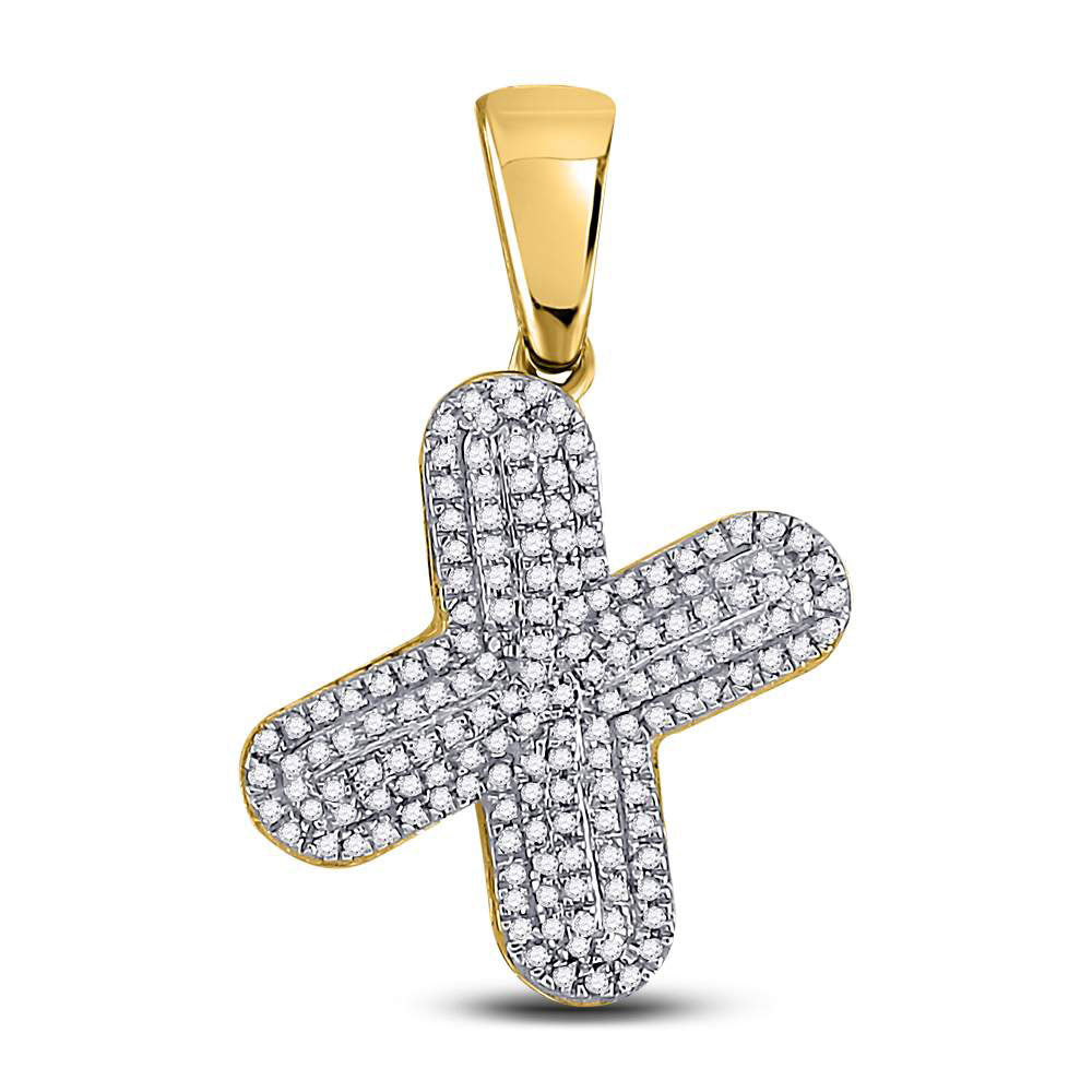 10Kt Yellow Gold 1/2Ct-Dia Initial X" Mens Pendant" (3.02 grams)