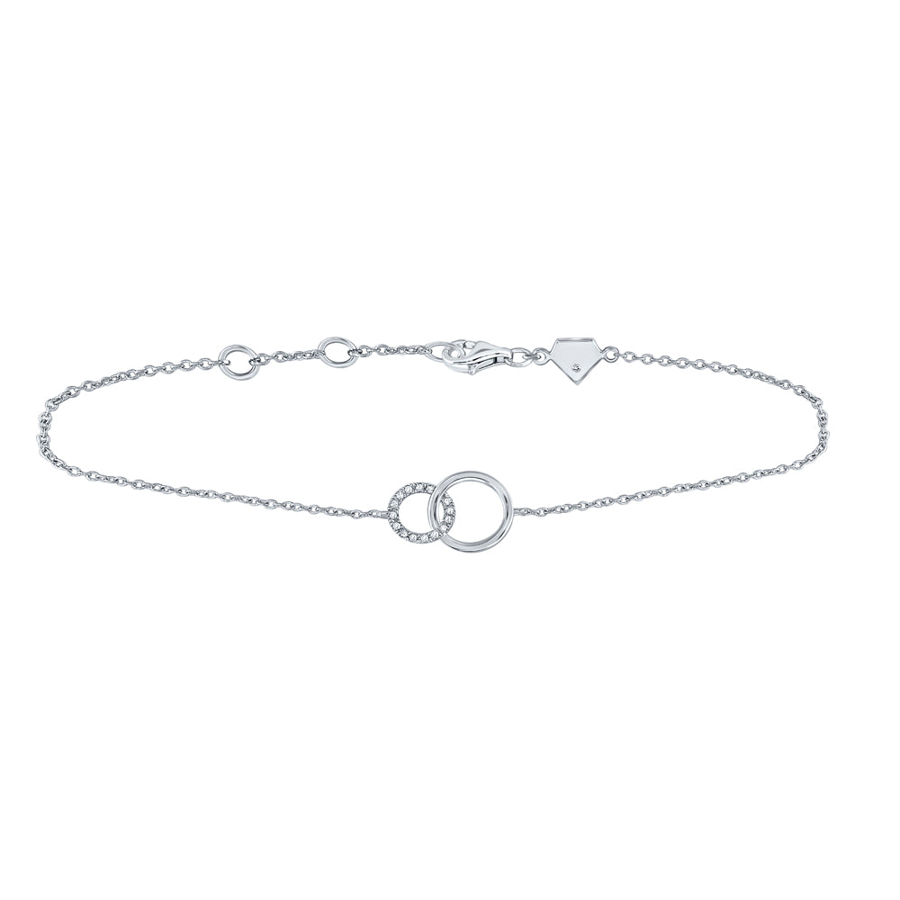 Sterling Silver 1/20Ctw-Dia Cn Bracelet-Small Interlocking Circles (1.68 grams)