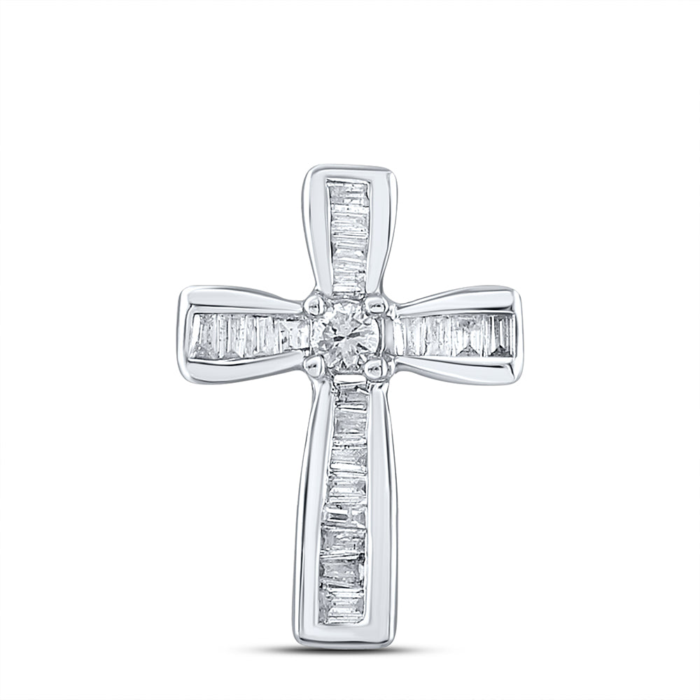 Sterling Silver 1/5Ct-Dia Nk Cross Pendant