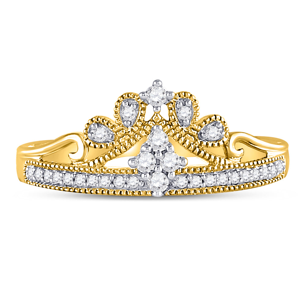 10Kt Yellow Gold 1/6Ct-Dia Crown Fashion Ring (2.13 grams)