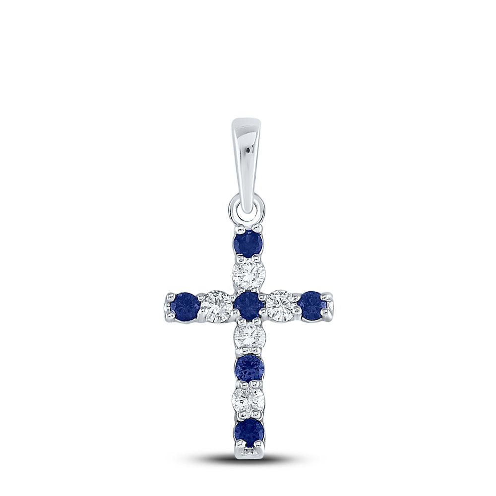 1/6Ct-Dia 1/5Ct-Lbs Synthetic Gemstone Cross Pendant (0.64 grams)