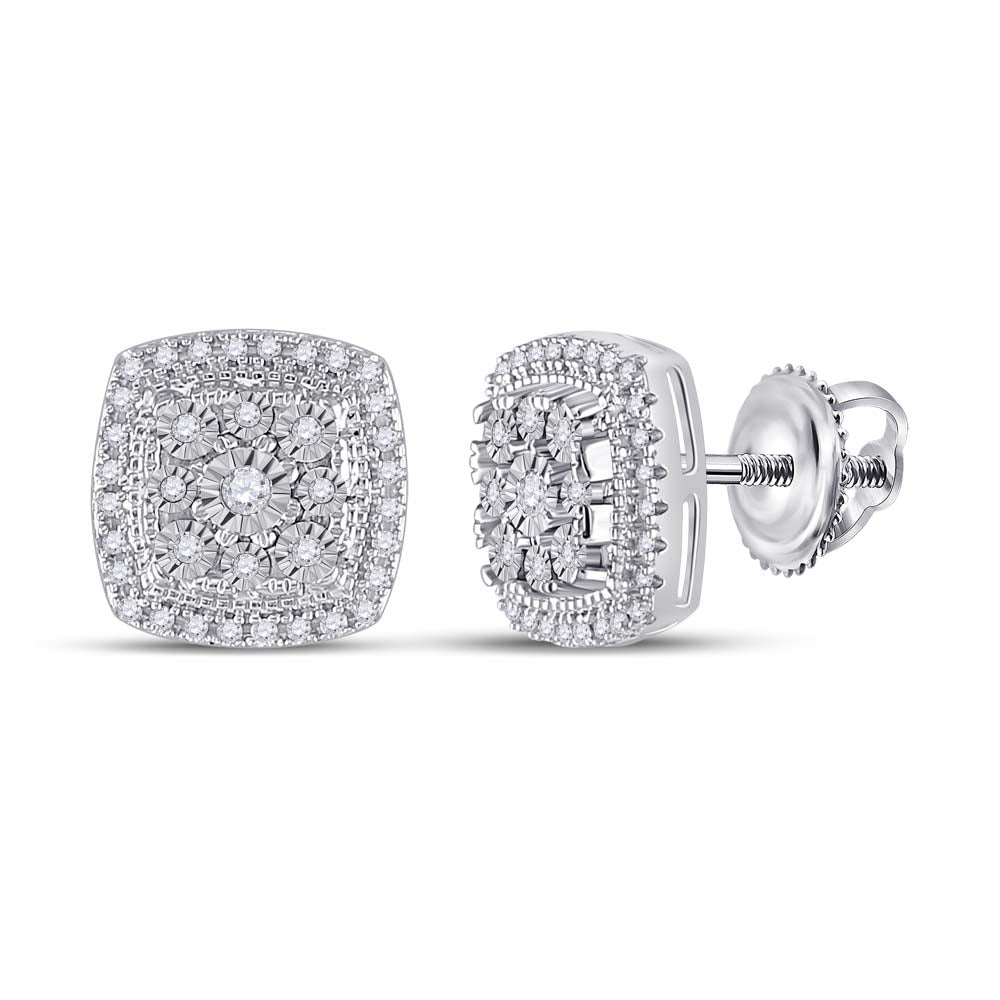 10Kt White Gold 1/5 Ctw-Dia Cushion Earring (2.39 grams)