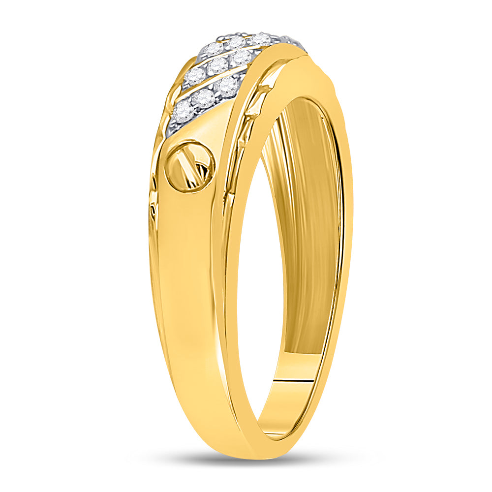 10Kt Yellow Gold 1/5Ctw Diamond Fashion Mens Band (3.8 grams)