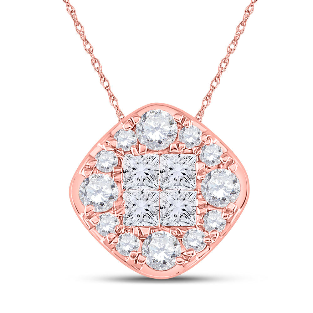 14Kt Rose Gold 1 Ct-Dia Ana M Soleil Square Pendant (1.14 grams)