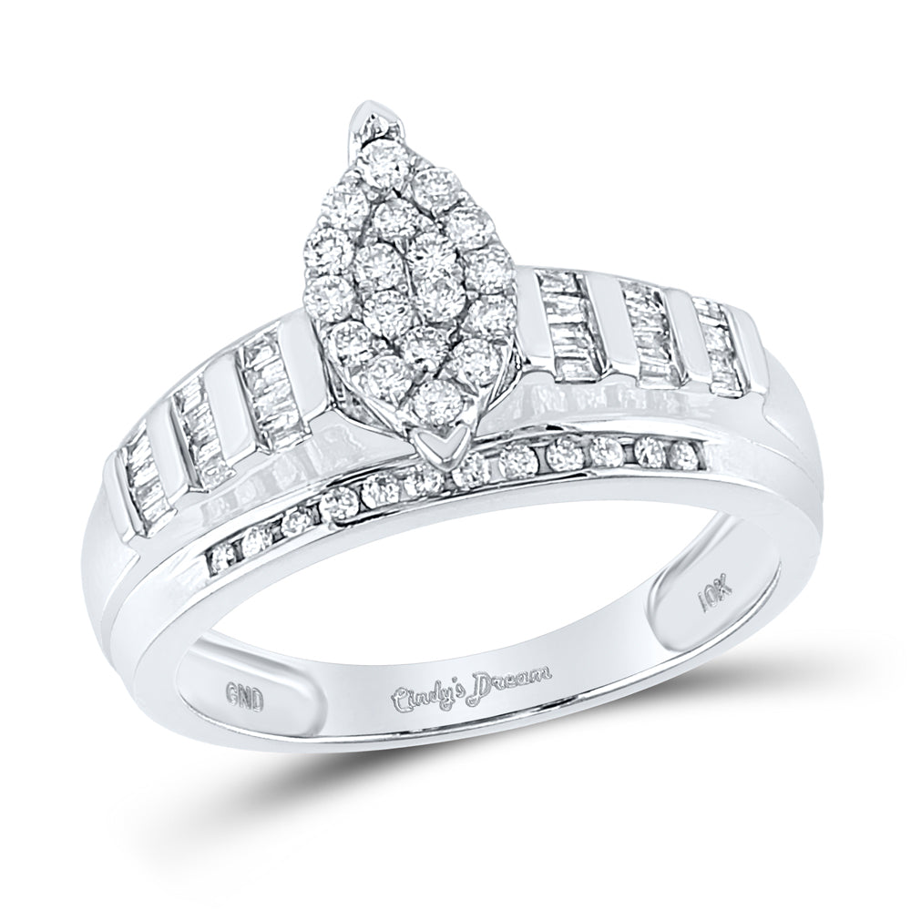 10Kt White Gold 1/2Ctw-Dia Cindy Ring-S9 (4.01 grams)