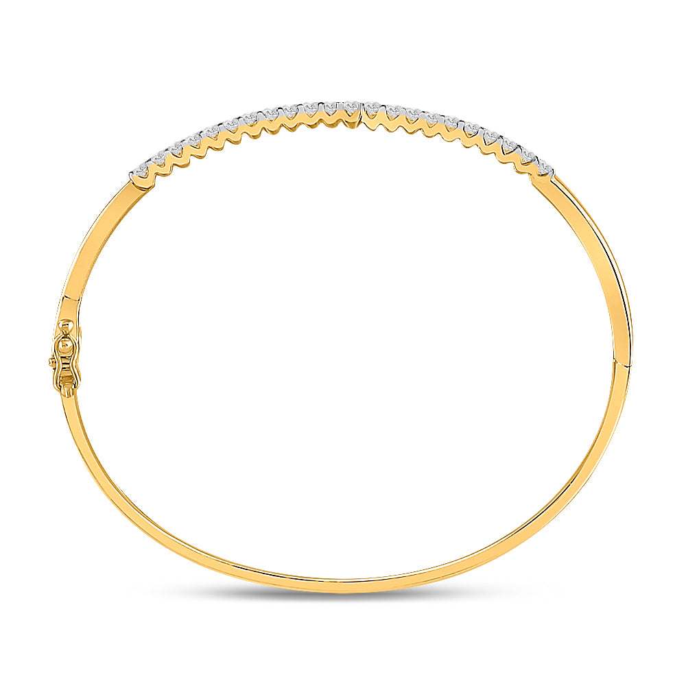 14Kt Yellow Gold 1 Ctw-Diamond Ana M Fashion Bangle(50X60 Mm) (8.91 grams)