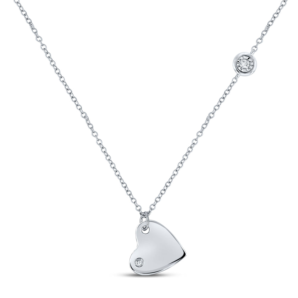 Sterling Silver 1/20Ct-Dia Cn Heart Pendant