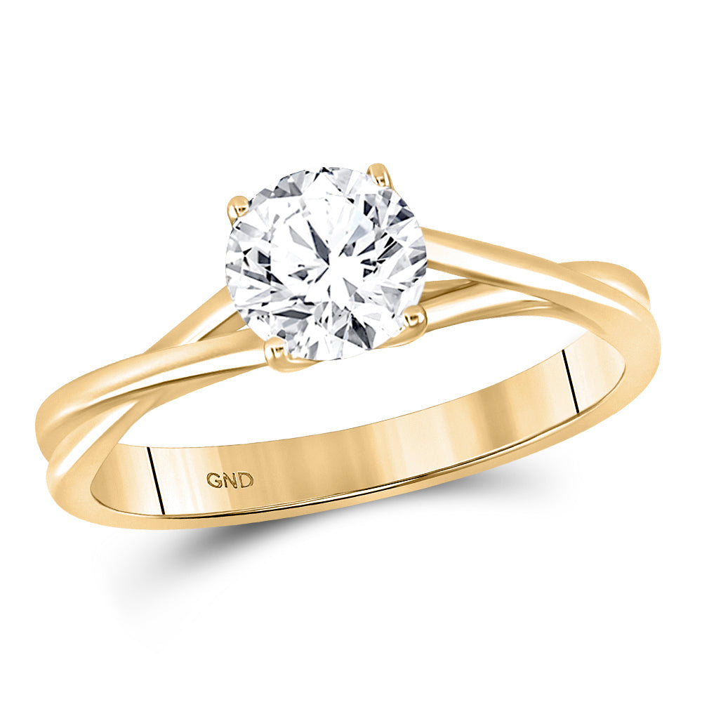 Gold Solitaire Bridal Wedding Engagement Ring 3/4 Cttw Round Natural Diamond Womens (2.53 grams)