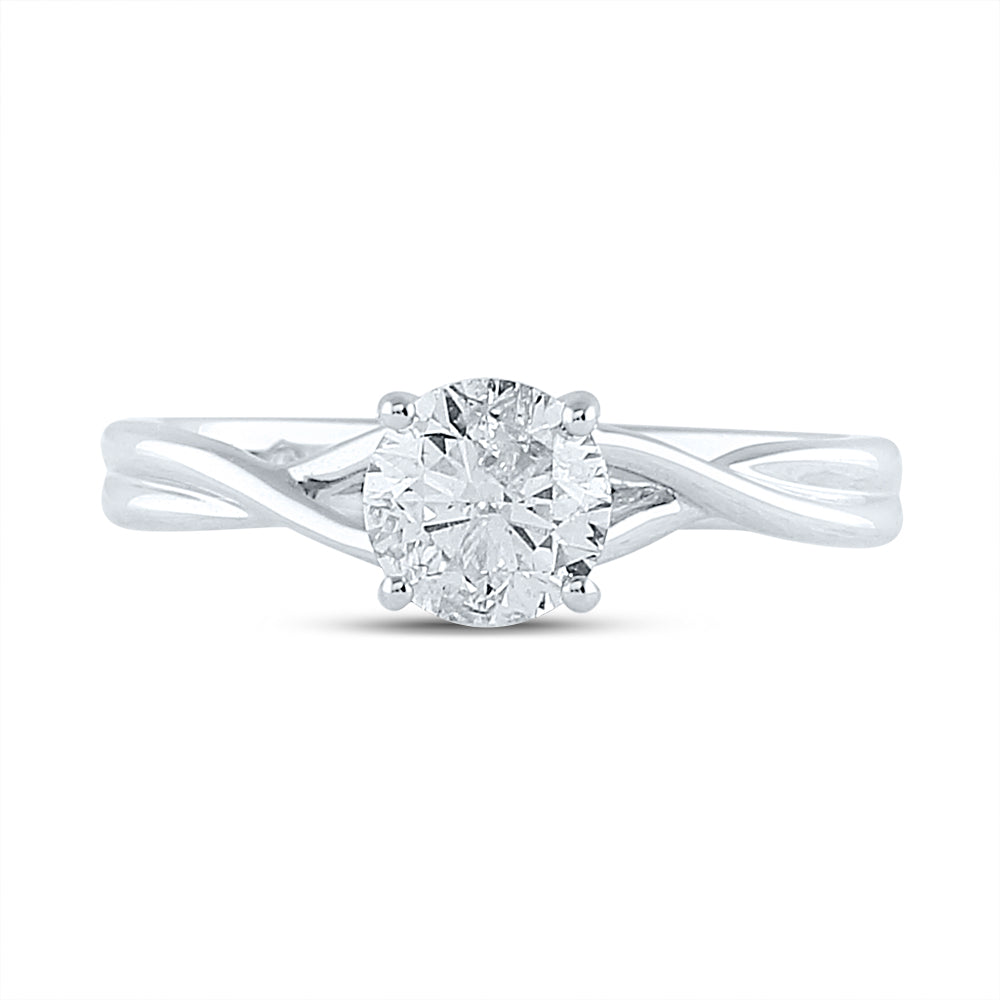14Kt White Gold Womens Round Diamond Solitaire Bridal Wedding Engagement Ring 1.00 Cttw (Certified) (3.39 grams)