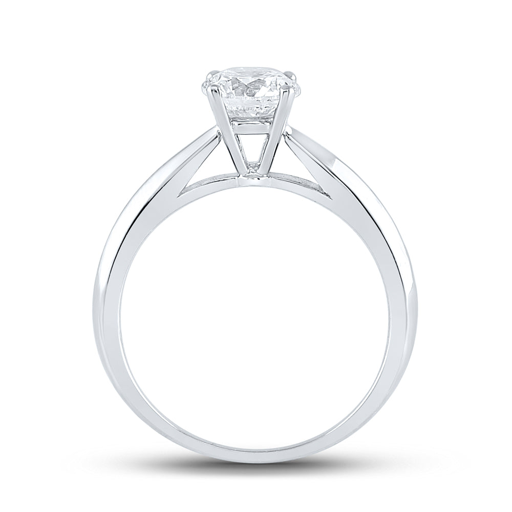 14Kt White Gold 1 Ct-Dia Platinum Solitaire Ring (3.5 grams)