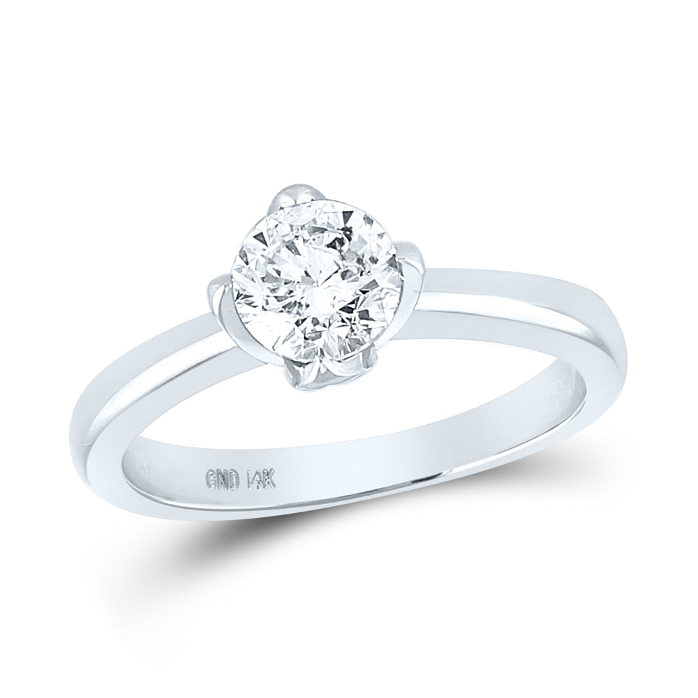 14Kt White Gold Womens Round Diamond Solitaire Bridal Wedding Engagement Ring 1.00 Cttw (Certified) (3.95 grams)