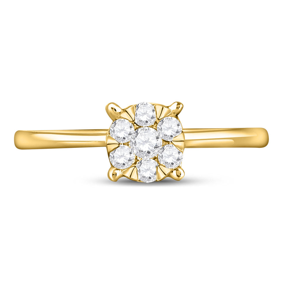 10Kt Yellow Gold Womens Round Diamond Fashion Cluster Ring 1/4 Cttw (1.54 grams)
