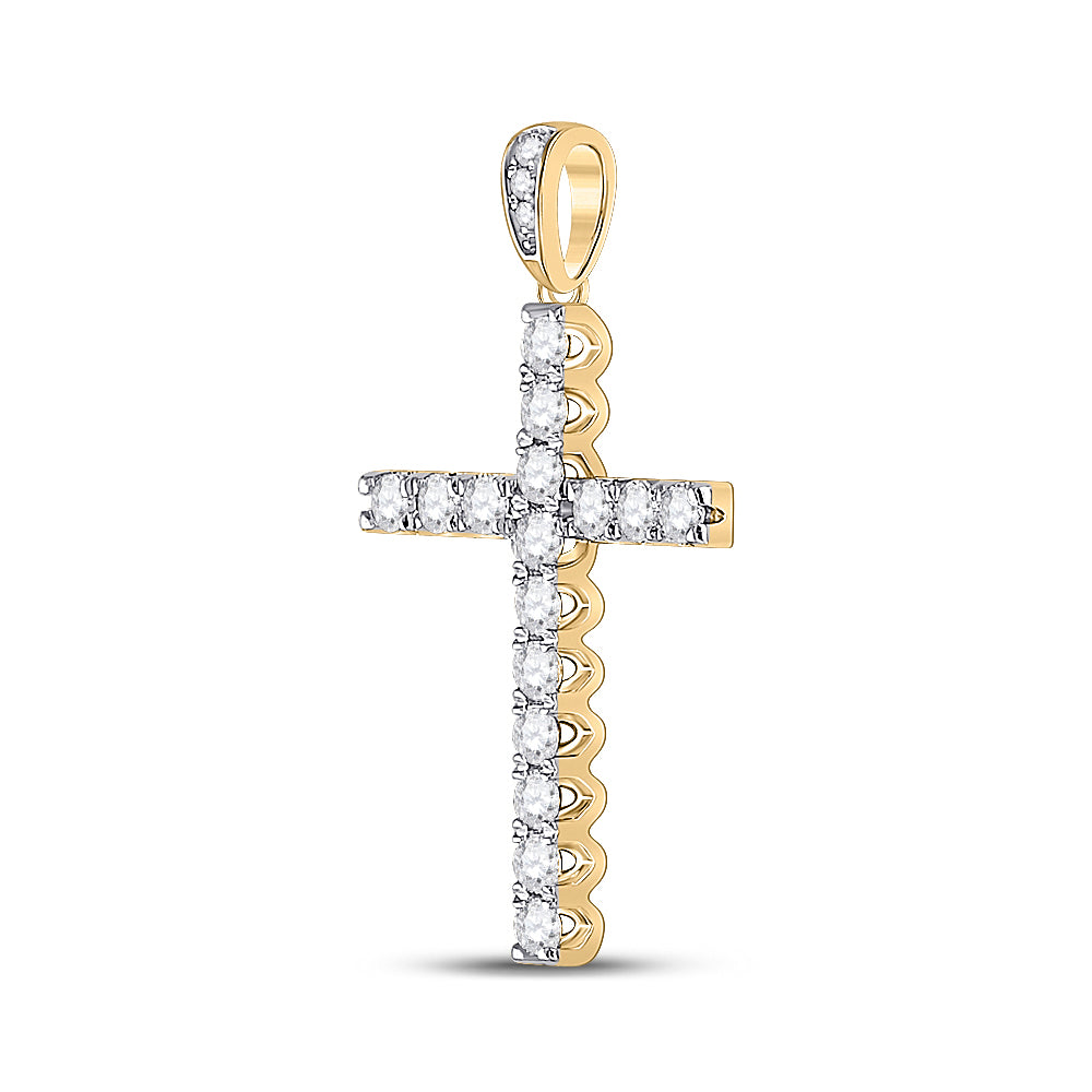 Gold Cross Pendant 1/2 Cttw Round Natural Diamond Womens (1.12 grams)