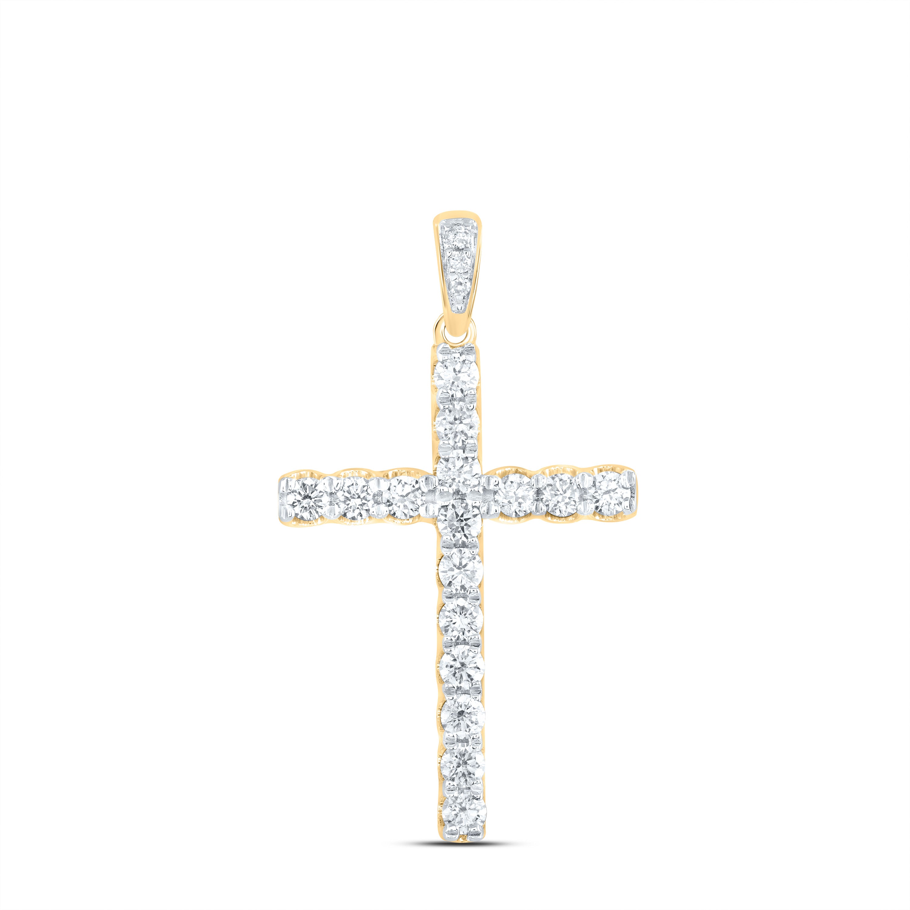 Gold Cross Pendant 1/2 Cttw Round Natural Diamond Womens (1.12 grams)