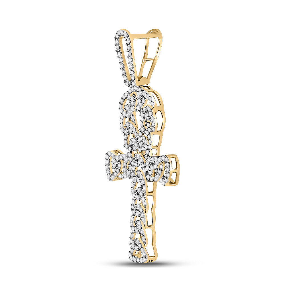 7/8Ctw-Dia Ankh Mens Cross Charm (3.57 grams)