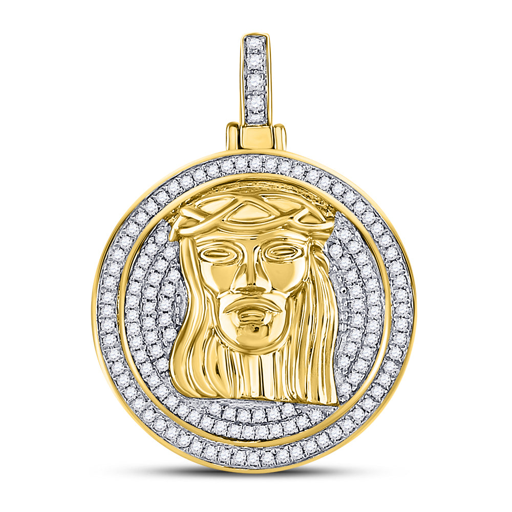 10Kt Yellow Gold 5/8Ctw-Dia Jesus  Mens Charm (5.21 grams)