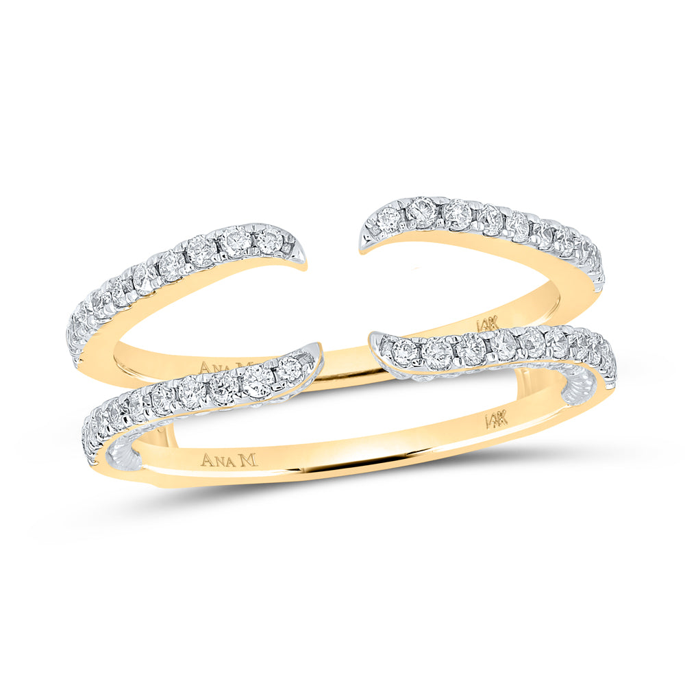 Gold Wrap Enhancer Wedding Band 1/2 Cttw Round Natural Diamond Womens (3.25 grams)