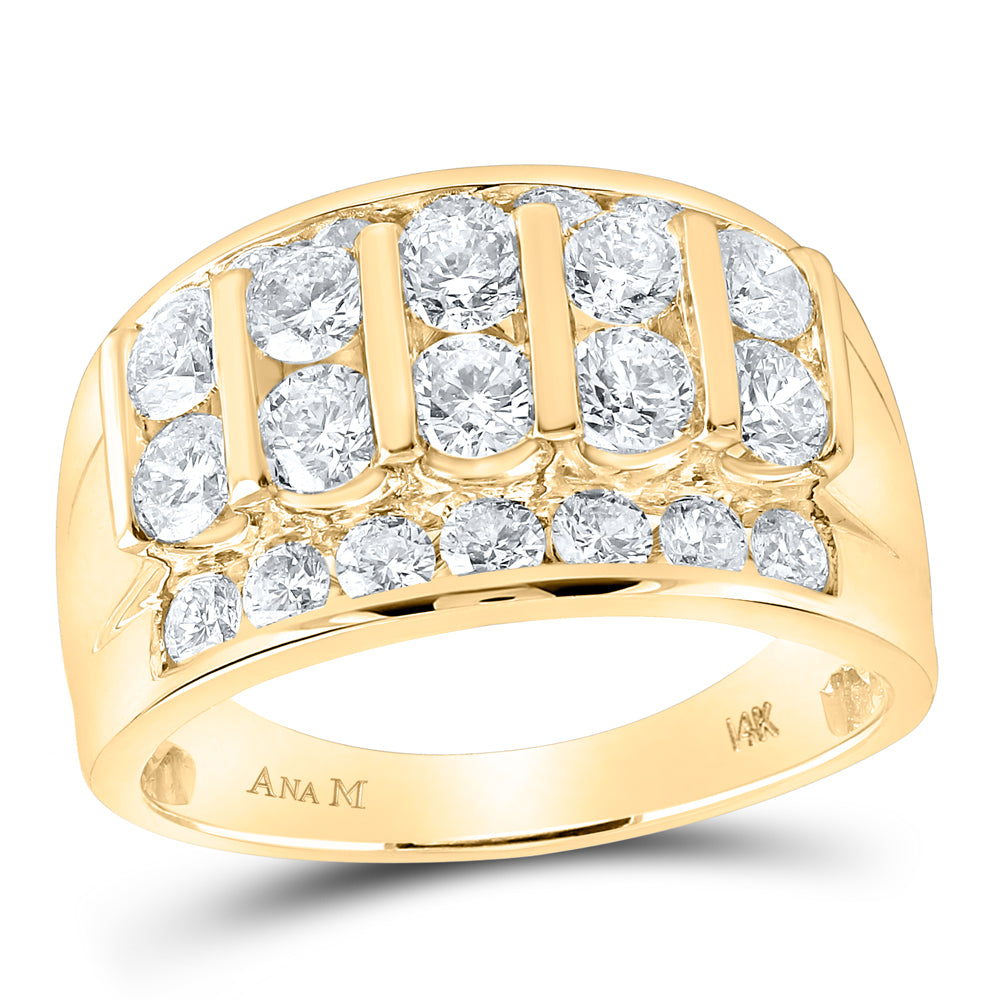 14Kt Yellow Gold 3 Ctw Diamond Ana M Fashion High Mens Band (9.91 grams)