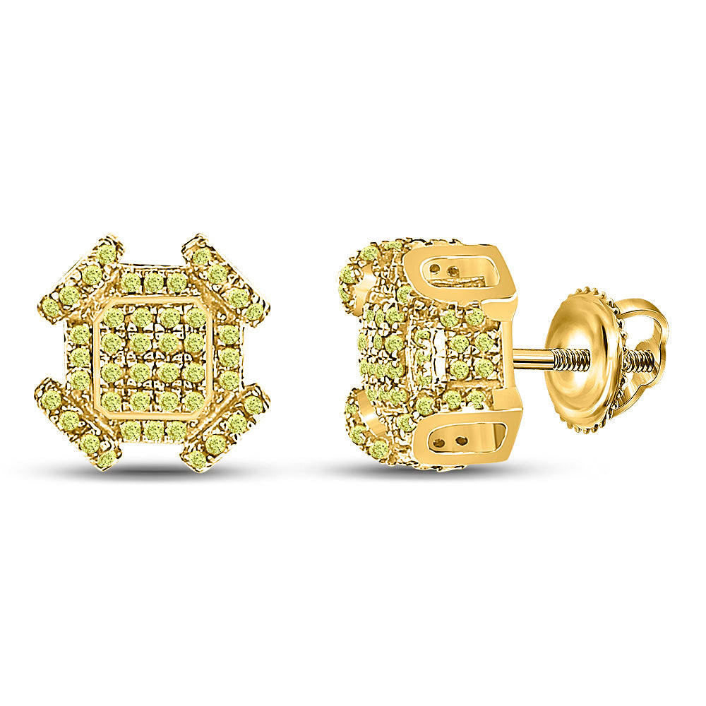 10Kt Yellow Gold 1/2Ct-Dia Square Earring