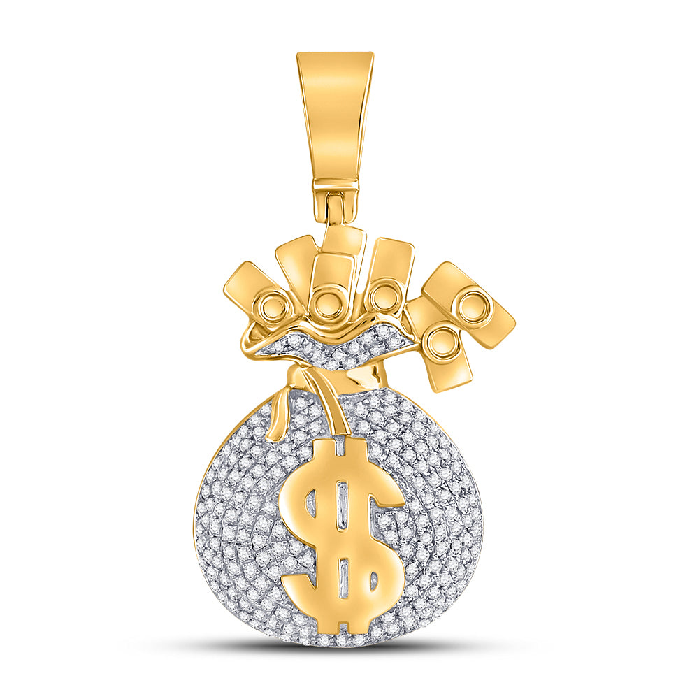 1 Ct-Dia P1P2 Money Bag Mens Charm (8.65 grams)