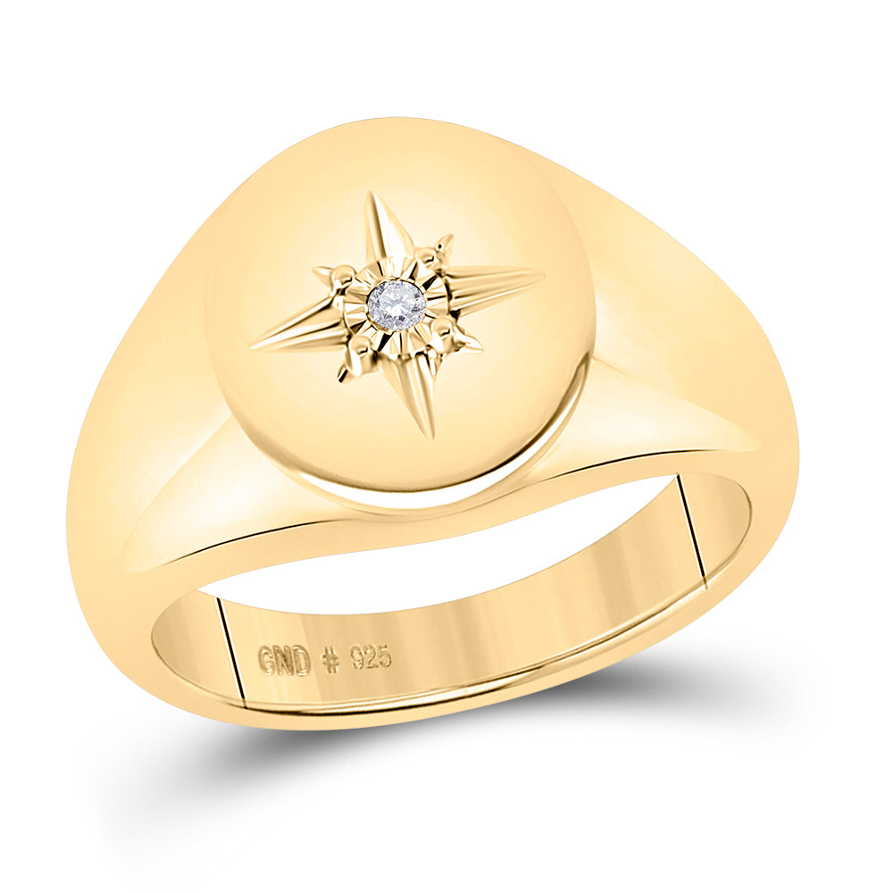 Yellow-Tone Sterling 0.03Ct-Dia Cn Gift Ring (6.1 grams)