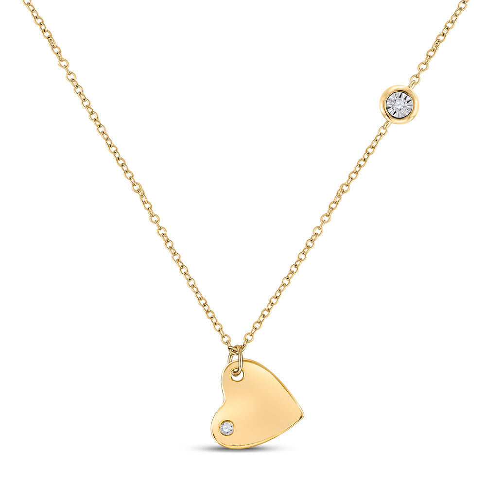 Yellow-Tone Sterling 1/20Ct-Dia Cn Heart Pendant (2.96 grams)