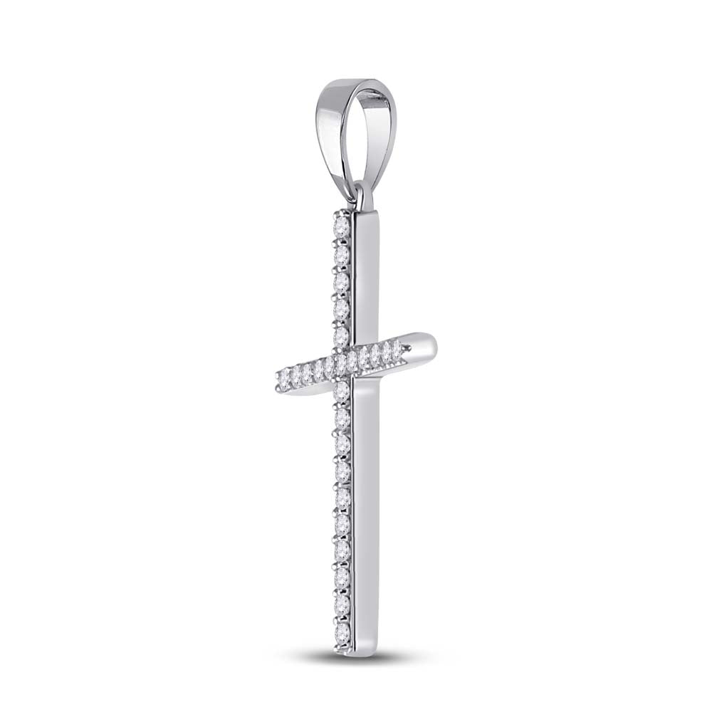 10Kt White Gold 1/8Ctw-Dia Cn Cross Pendant (0.65 grams)