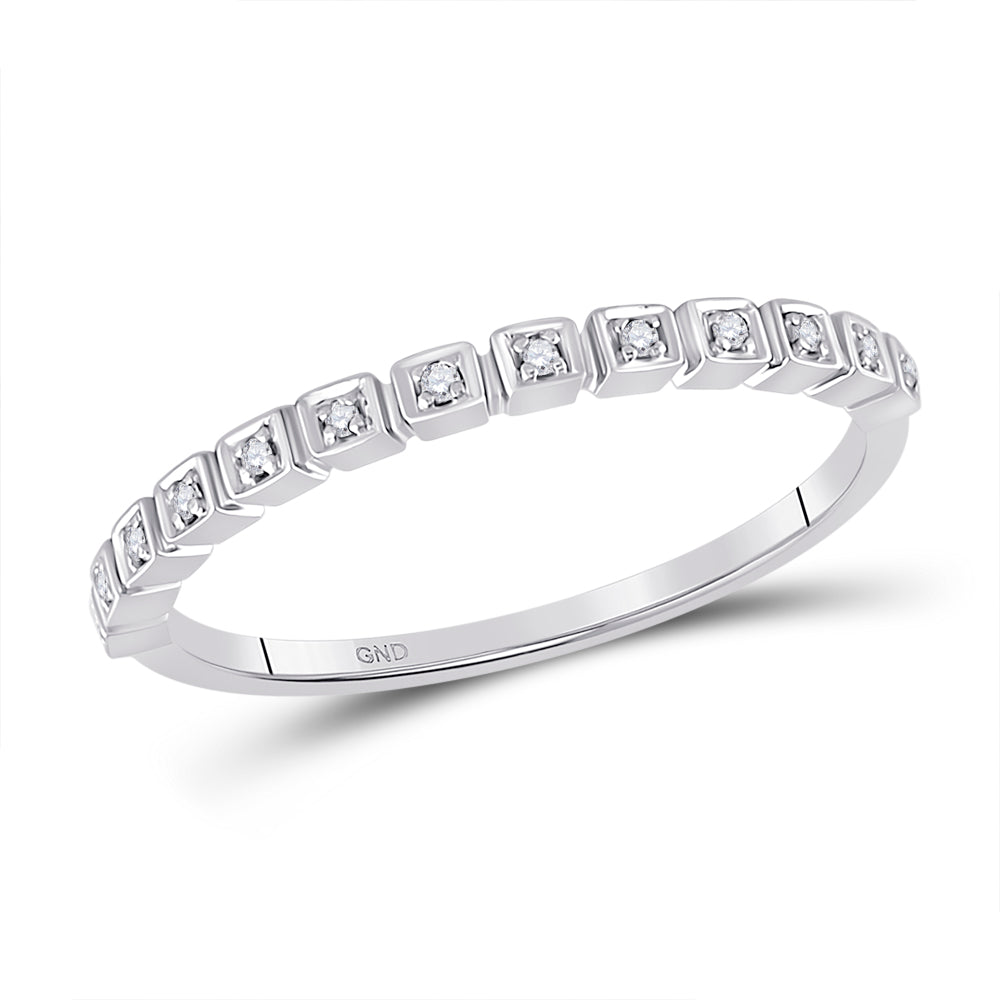 10Kt White Gold 1/20Ctw Diamond Stackable Band