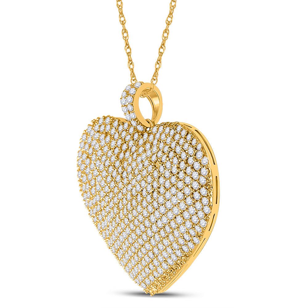 14Kt Yellow Gold 3 Ctw-Dia Cn Heart Pendant (16.12 grams)