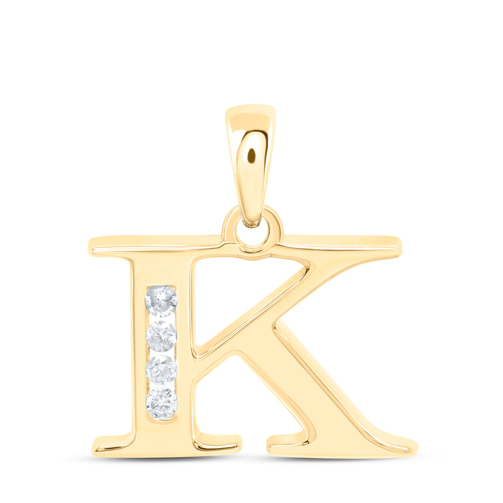 Gold K Initial Letter Pendant 1/20 Cttw Round Natural Diamond Womens (1.3 grams)