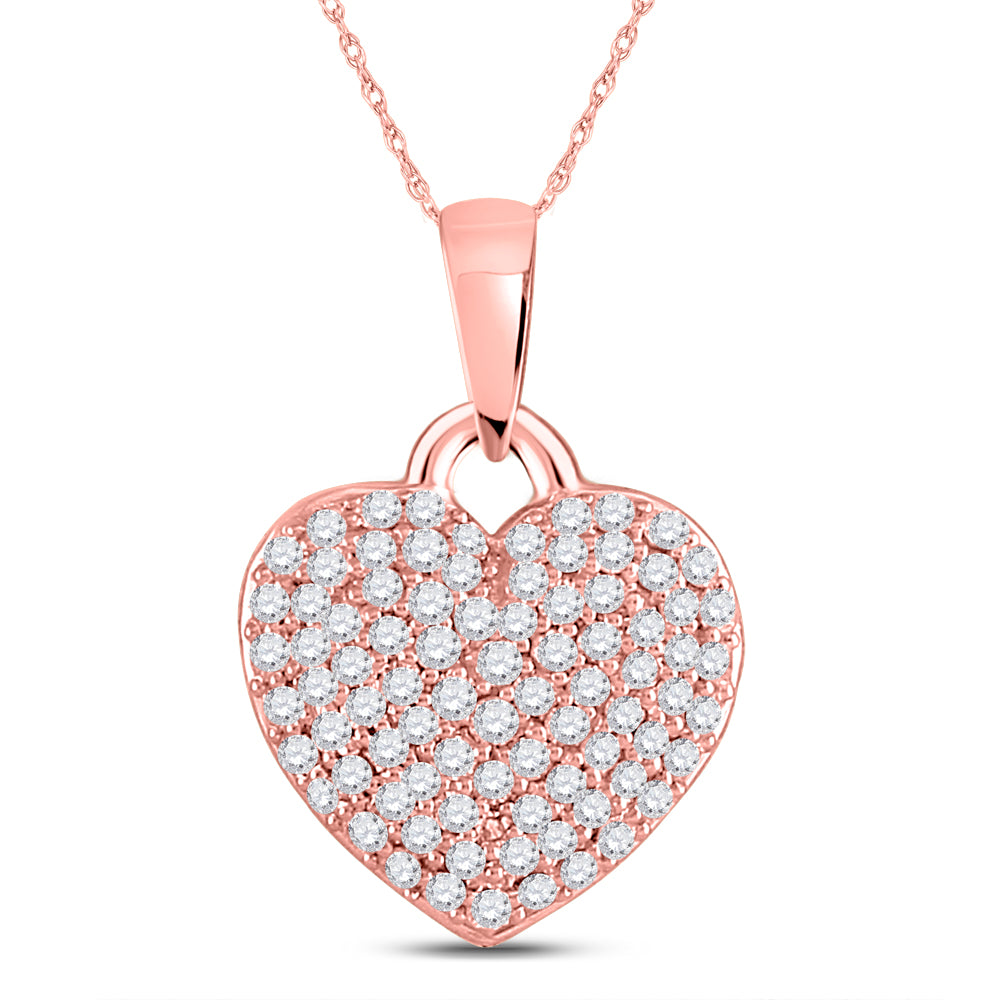 10Kt Rose Gold 3/8Ctw-Dia Cn Heart Pendant (1.19 grams)
