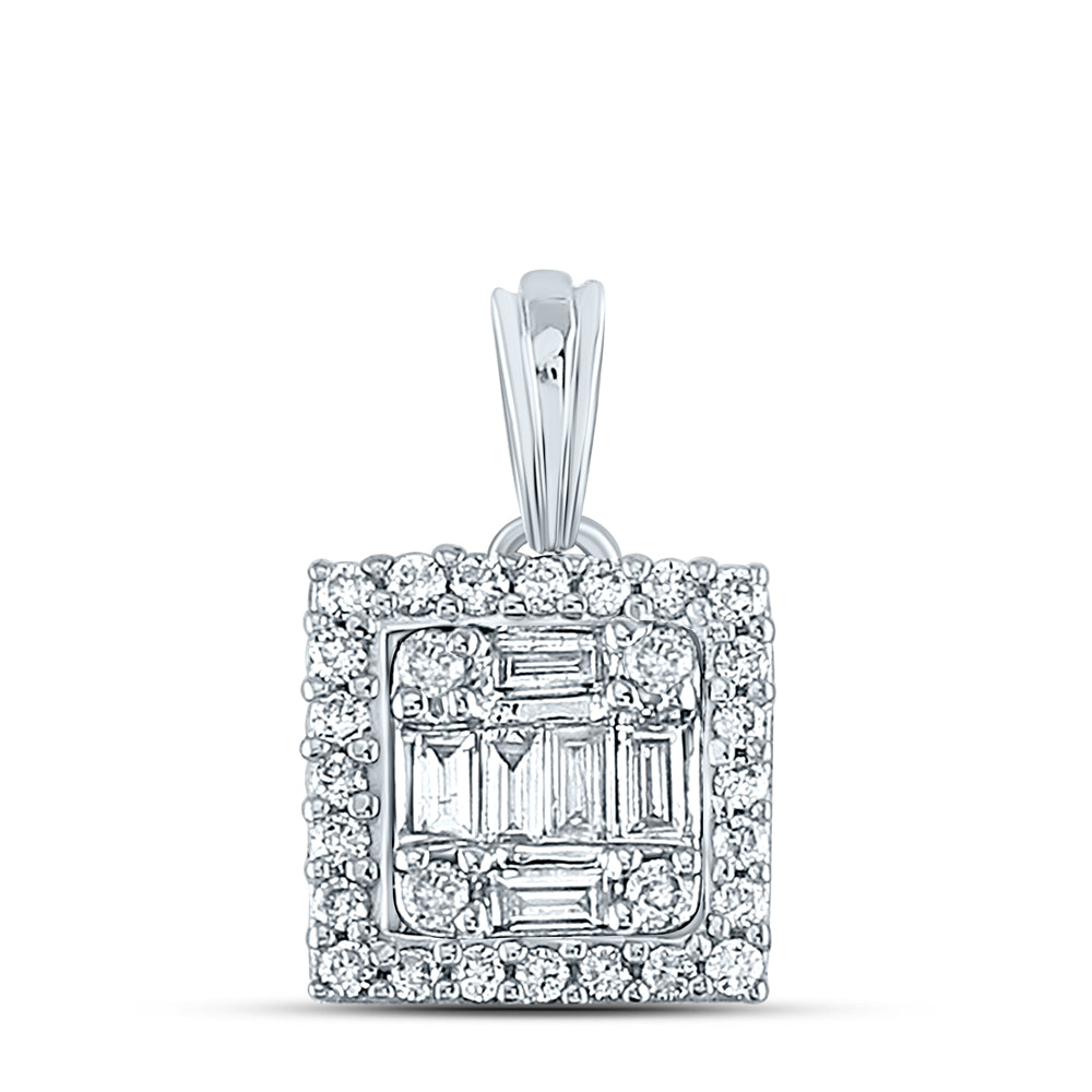 14Kt White Gold 1/5Ctw-Dia Ana M Diana Square Fashion Pendant (1.31 grams)