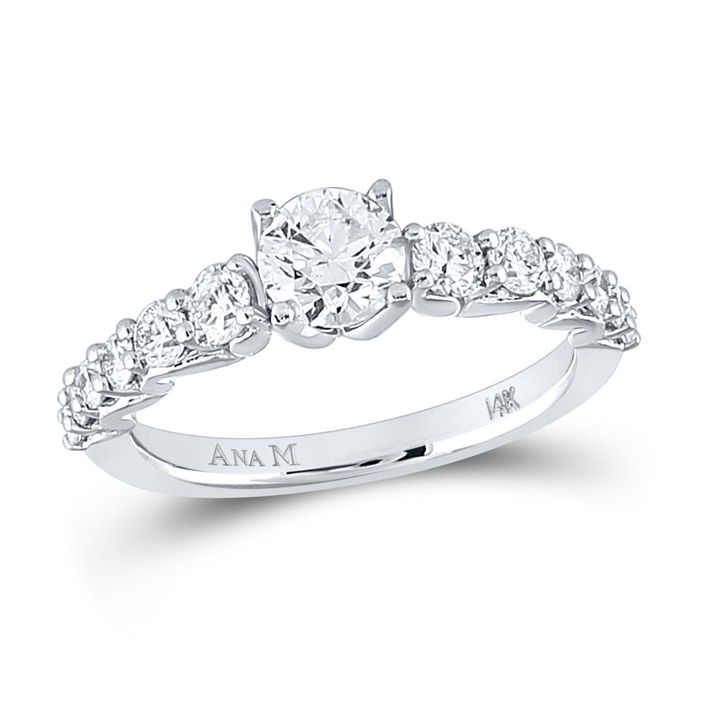 14Kt White Gold 1 3/8Ctw-Dia Ana M 3/4Ct-Crd No Halo Engagement Ring (3.28 grams)