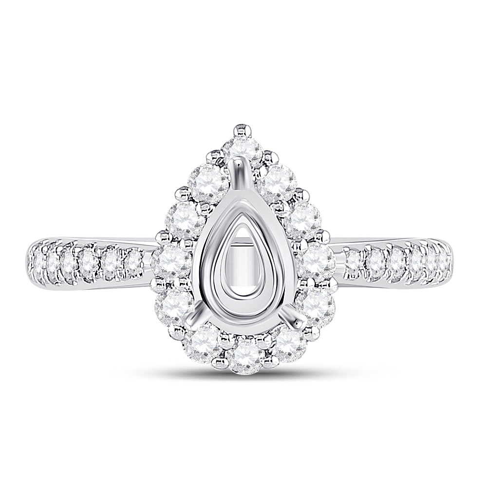 14Kt White Gold 5/8Ctw-Dia Ana M Sm 1Ct-Cpear Bridal Ring (4.63 grams)