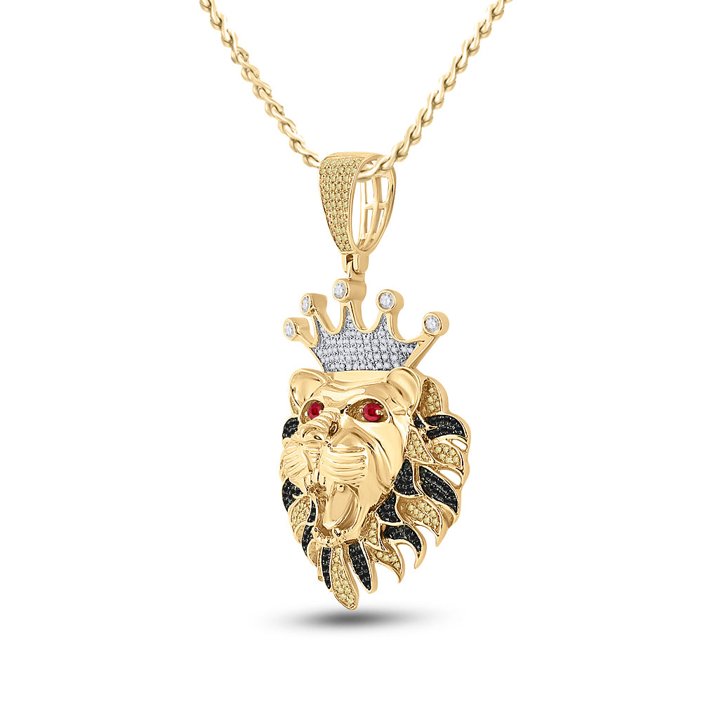 10Kt Yellow Gold 1 Ctw-Dia Lion Mens Charm (15.05 grams)